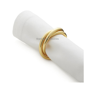Anneaux de serviette en fil métallique mince plaqué or pour la maison mariage spécial dîner Table réglage décoration porte-serviettes - Product Image 1