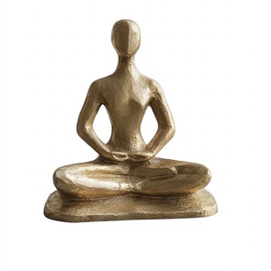 Aluminium Raw Casted Black Finish Artistic Design Abstract Yoga Sculpture Minimalist <b>Art</b> Statue for Home Tabletop Decoration - Product Image 3