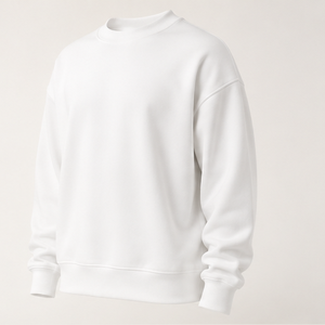 Sudadera Personalizada Optic White para Hombre, Corte Holgado, Cuello Redondo, Tejido de Algodón Grueso, Modelo MCRW-0002 - Product Image 3