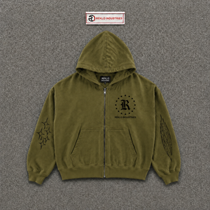 Sudadera con Capucha Extra Grande para Hombre, Color Oliva, Estilo Relajado, Diseño Premium con Estampado Gráfico en el Pecho, Ropa Urbana Minimalista - Product Image 5