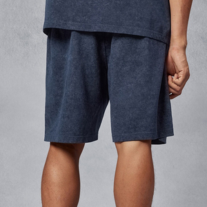 Shorts de jogging pour hommes en coton délavé à l'acide, en molleton bouclette à ourlet brut, style streetwear vintage, respirant et antibactérien, très demandés - Product Image 6