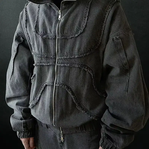 Sudadera con capucha para hombre, personalizada, con lavado ácido, cuello alto, estilo oversize, streetwear, bomber, forro polar, ecológica, transpirable, de secado rápido - Product Image 3