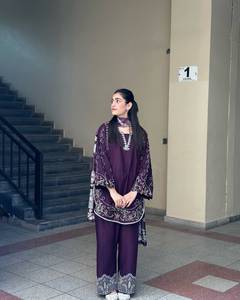 Conjunto de Salwar Kameez Morado Bordado para Mujer, con Dupatta, Diseño Étnico, para Fiestas de Verano, Traje Tradicional Indio - Product Image 1