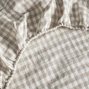 Parure de draps plats en coton à carreaux 250TC respirante toutes saisons pour adultes, usage domestique - Product Image 6