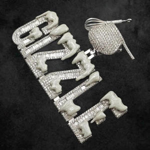 Collier de luxe avec pendentif lettre « GIZZLE » serti de diamants Moissanite, bijou de rappeur, cadeau - Product Image 5
