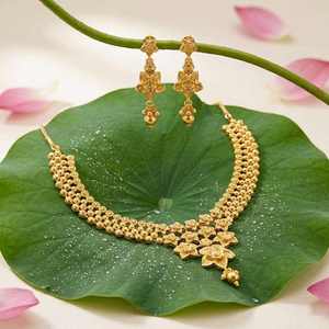 Colliers de mode plaqués or 14K, 18K, 24K en gros, design floral traditionnel, bijoux et boucles d'oreilles pendantes assorties - Product Image 3