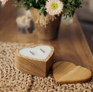 Heart Shape <b>Wood</b> Candle Holder For Home Decoration Valentine's Day Gift - Product Image 2