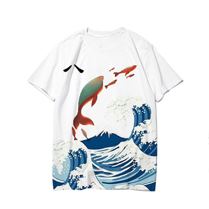 เสื้อยืดผู้ชายคุณภาพสูงสำหรับฤดูร้อน ผ้าฝ้ายถัก 100% ระบายอากาศได้ดี แขนสั้น พิมพ์ลายดิจิตอลด้านหน้า - Product Image 3