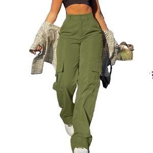 2025 nouveau Design femmes pantalons avec poches ample taille haute dames pantalons pantalons Street Wear Cargo pantalon femmes tenue décontracté - Product Image 1
