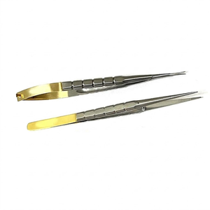 Ensemble de 3 instruments chirurgicaux ophtalmiques : Ciseaux droits, porte-aiguille, forceps en acier inoxydable, manuel, certifié CE - Product Image 4