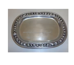 Plateau de service en aluminium de luxe argenté, personnalisé, à un seul niveau, pour une utilisation en cuisine, multifonctionnel, fait à la main, pour la vente la plus populaire - Product Image 2