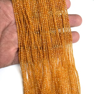 Cuentas facetadas de citrino natural de 2 mm, pequeñas cuentas de piedras preciosas de citrino, hilo de 13 pulgadas, cuentas de citrino facetadas AAA+ para venta al por mayor - Product Image 1