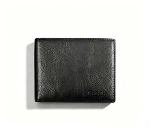 [Low Price] Top Quality Handmade Castello Genuine Vegetable Tanned Leather <b>RFID</b> Men Bi-fold ID Card <b>Wallet</b> Black - Product Image 1