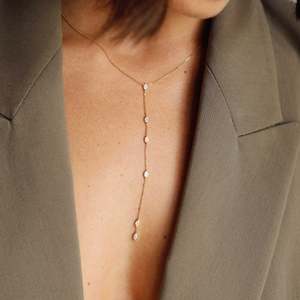 Collar Lariat de Oro Amarillo con Diamantes Cultivados en Laboratorio - Product Image 2