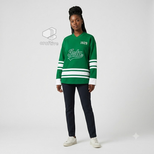 Camiseta de Hockey sobre Hielo de la Hermandad Iota Phi Lambda, Verde y Blanca, de Malla de Poliéster, Absorbente de Humedad, para Deportistas - Product Image 5