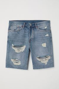 กางเกงยีนส์ขาสั้นผู้ชายทรงดิสเทรส คุณภาพสูง ผ้าฝ้ายระบายอากาศดี สไตล์ลำลอง แฟชั่นฤดูร้อน สตรีทแวร์ รับสกรีนโลโก้ - Product Image 3