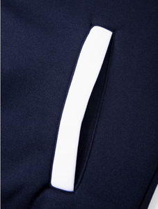 Veste universelle unisexe Profit Sport, motif lettres bleu marine et blanc, décontractée, hiver, réversible, coupe-vent, respirante, polaire, col en V, coupe régulière - Product Image 4