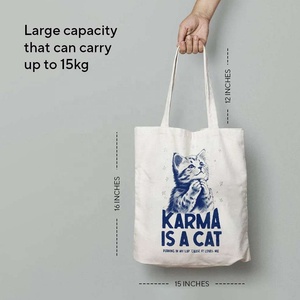 Bolsa de Mano de Lona de Algodón para Mujer, 260 GSM, Estampado Digital de Gatos, Asas Largas, Logotipo Personalizado, Marca Privada, Venta al Por Mayor - Product Image 5