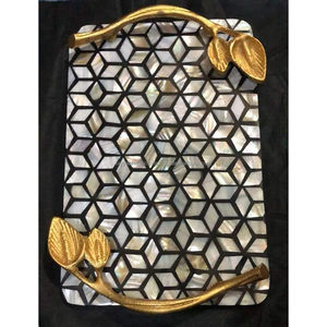 Nueva bandeja de madera de nácar y madera para servir la comida Nueva bandeja de madera MOP a precio al por mayor - Product Image 2