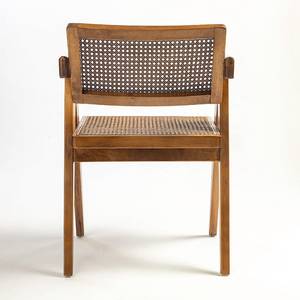 Chaise de salle à manger en bois de style mid-century moderne avec assise et dossier en rotin, design stable pour l'ameublement de la maison - Product Image 4