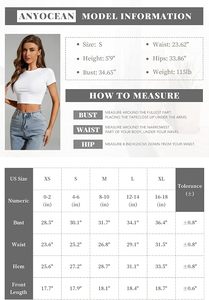 ANYOCEAN Blusa Casual de Mujer, Top Corto de Manga Corta con Cuello Redondo, Tejido de Punto, Color Sólido, Transpirable, 100% Algodón, Primavera Verano - Product Image 6