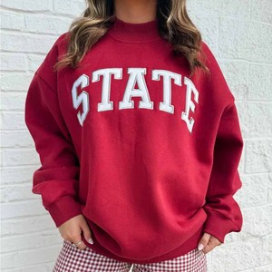 Texas Factory Custom Crew <b>Neck</b> <b>Mock</b> <b>Neck</b> Sweatshirt Women Men Ladies Unisex Chenille Letter Polka Dot Gingham Patch - Product Image 4