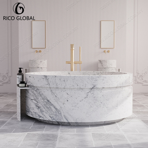 Bañera de Mármol Natural de Una Pieza de Primera Calidad, Experiencia de Baño de Spa Hecha a Mano para Interiores Modernos - Product Image 4