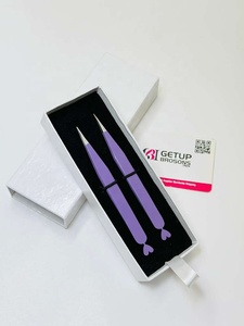 Pince à épiler professionnelle en acier inoxydable violet motif Tigre Floral, pointue, argentée, avec logo personnalisé, écologique et légère - Product Image 3