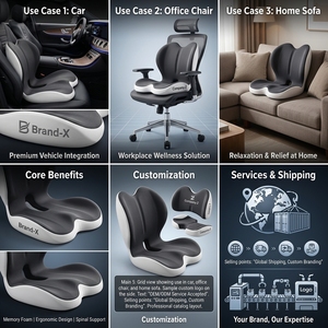 Cuscino Ergonomico 2-in-1 in Memory Foam per Sedile Auto e Supporto Lombare per Alleviare il Dolore alla Schiena, Cuscino Lavabile per il Coccige OEM ODM - Product Image 5