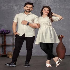 Offre spéciale Combinaison couple en coton et rayonne avec chemise pour homme et tunique pour femme disponible à un prix abordable depuis l'Inde - Product Image 3