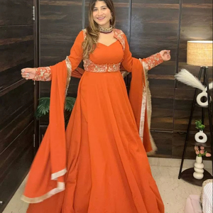 New Fashionable Modern Designer Full Sleeve Casual <b>Women's</b> <b>Kurta</b> / Kurti Indian Pakistani Wedding Party Wear Diwali Pure Faux - Product Image 1