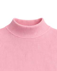 Top corto sin mangas de cuello alto acanalado rosa personalizado, ajustado, elástico, informal para mujer, chaleco básico de moda de verano - Product Image 4