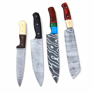 Burraq Custom Handmade Damascus Steel Drop Point Knife with Handle Leather Sheath Camping & Outdoor Sports 9-inch 0.5mm Thick - Product Image 1