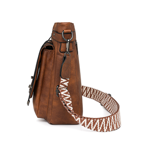 Vintage Geometric PU Tote Bag Waterproof Multi Pocket Shoulder Crossbody Handbag for Travel Commuting Custom Design - Product Image 3