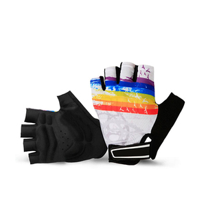 Gants de cyclisme demi-doigts imprimés arc-en-ciel, respirants, en maille, protection de la paume, fermeture auto-agrippante unisexe, gants d'été pour le cyclisme - Product Image 1