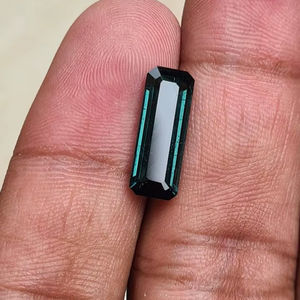 Turmalina Indigolita Natural, Corte Octogonal Facetado, Color Verde Azulado Iridiscente, 18x6mm, 4.4g, para Joyería - Product Image 5