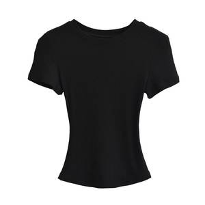 Womens Cropped Short Length Tshirt 180gsm O-neck Slim Fit Custom logo Screen Print Streetwear Knitted Women <b>Top</b> - Product Image 4