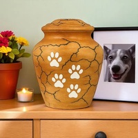 Urne funéraire artisanale en bois pour cendres d'animaux (chien ou chat) – Urne commémorative gravée avec empreinte de patte bleue – Boîte d'urne funéraire personnalisée – Idée cadeau pour la perte d'un animal de compagnie