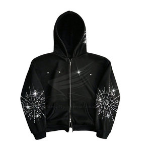 Sudadera con Capucha de Invierno de Diseño de Lujo, 100% Algodón Sólido, con Pedrería, Brillo de Diamantes, Alta Calidad - Product Image 2
