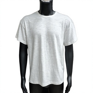 T-shirt à col roulé à manches courtes pour homme, blanc, 100% coton, coupe classique, jersey tricoté, couleur unie - Product Image 5