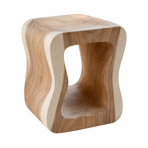 Taburete Artístico de Madera Maciza de Suar, Diseño Moderno Hecho a Mano, Ecológico, Calidad de Exportación, Forma Curva Única, para Hoteles Boutique - Product Image 6