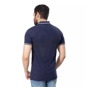 Polo à manches courtes bleu marine pour homme, 100% coton, coupe classique, couleur unie, design tricoté, respirant - Product Image 5