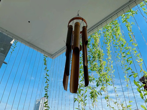 Campana de Viento de Bambú Hecha a Mano, Decoración para el Hogar con Forma de Sombrero Vietnamita, Sonido Melodioso, Tamaño Grande y Mediano - Product Image 4