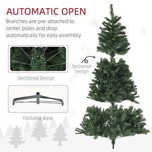 Albero di Natale Artificiale 6 Piedi con 1000 Punte di Rami, Apertura Automatica, Base in Acciaio, Decorazione Verde per Casa e Ufficio - Product Image 5