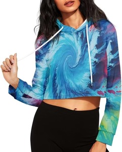Custom <b>Long</b> <b>Sleeves</b> Yoga Sportswear Woman <b>Crop</b> Top Hoodies Women Training Hoodies - Product Image 4