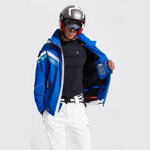 Chaqueta de esquí y snowboard para hombre, impermeable, cortavientos, con bloques de color naranja, azul real, negro, verde azulado y blanco, con capucha y faldón antipolvo Gore-Tex - Product Image 6