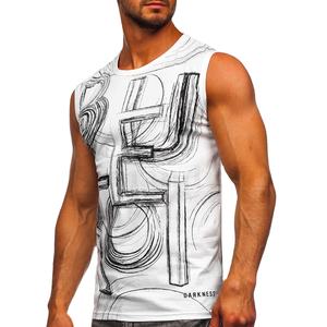 T-shirt sans manches de gymnastique pour hommes, décontracté, design solide, col rond, vêtements de fitness en microfibre, prix avantageux, motif imprimé - Product Image 1