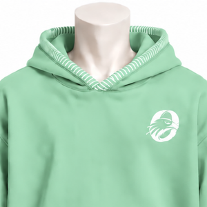 Sweat à capuche décontracté surdimensionné en molleton épais, avec bordure cousue menthe, effet vieilli, surpiqûres contrastées et poche kangourou - Product Image 3