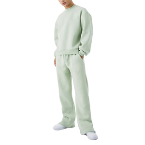 Conjunto Deportivo de Algodón Verde Claro para Hombre, Sudadera de Cuello Redondo, Pantalones Largos con Bolsillos Laterales, Ropa Casual de Primavera - Product Image 1