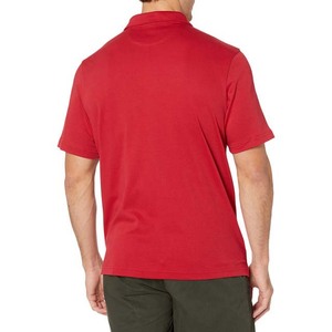 Chemise pour homme à manches courtes rouge en piqué 100% coton avec poche poitrine, coupe classique, décontractée, tricotée, couleur unie, respirante - Product Image 3